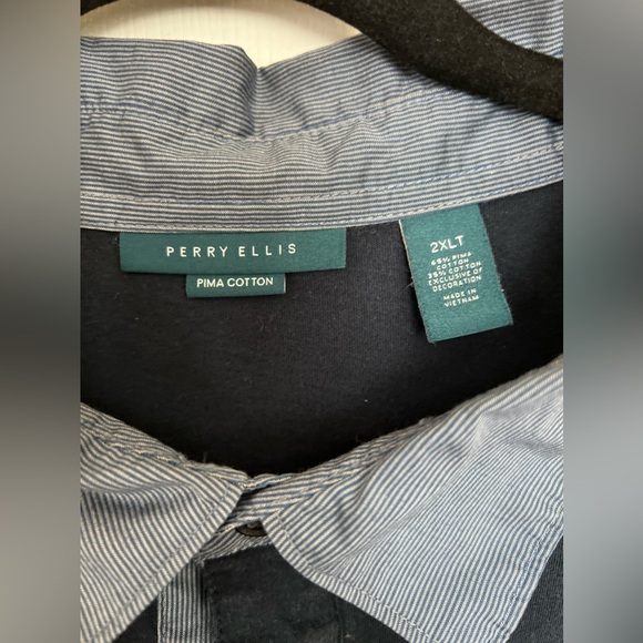 Perry Ellis Pima Cotton men’s polo type shirt sz 2XL navy. Very nice shirt! - Picture 3 of 3